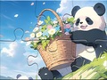                                                                     Jigsaw Puzzle: Basket Flower Panda ﺔﺒﻌﻟ