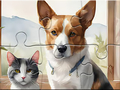                                                                     Jigsaw Puzzle: Oil Painting Dog And Cat ﺔﺒﻌﻟ