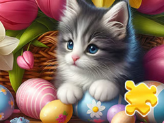                                                                     Jigsaw Puzzle: Easter Cat ﺔﺒﻌﻟ