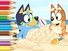                                                                     Coloring Book: Bluey On The Beach ﺔﺒﻌﻟ