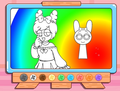 لعبة Makeover Pinki Sprunki :ﻦﻳﻮﻠﺘﻟﺍ ﺏﺎﺘﻛ  على الانترنت.