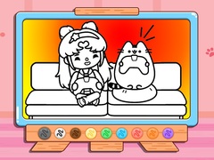                                                                     Coloring Book: Toca Life With Pusheen ﺔﺒﻌﻟ